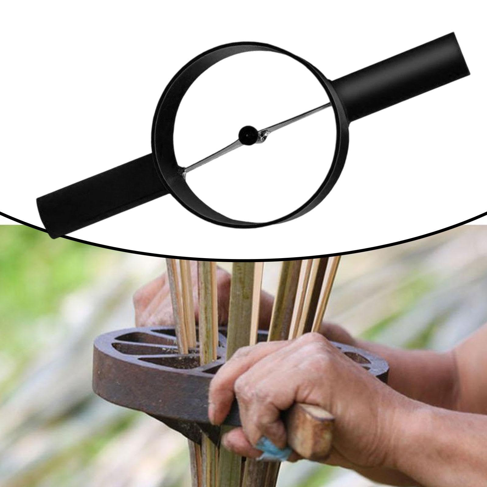 Fendeur à Bambou Manuel en Acier, Séparateur de Bambou Robuste avec Manche Allongé, Outil de Fendage Efficace pour Artisanat, Vannerie et Projets DIY (Noir, 2 Coupes)
