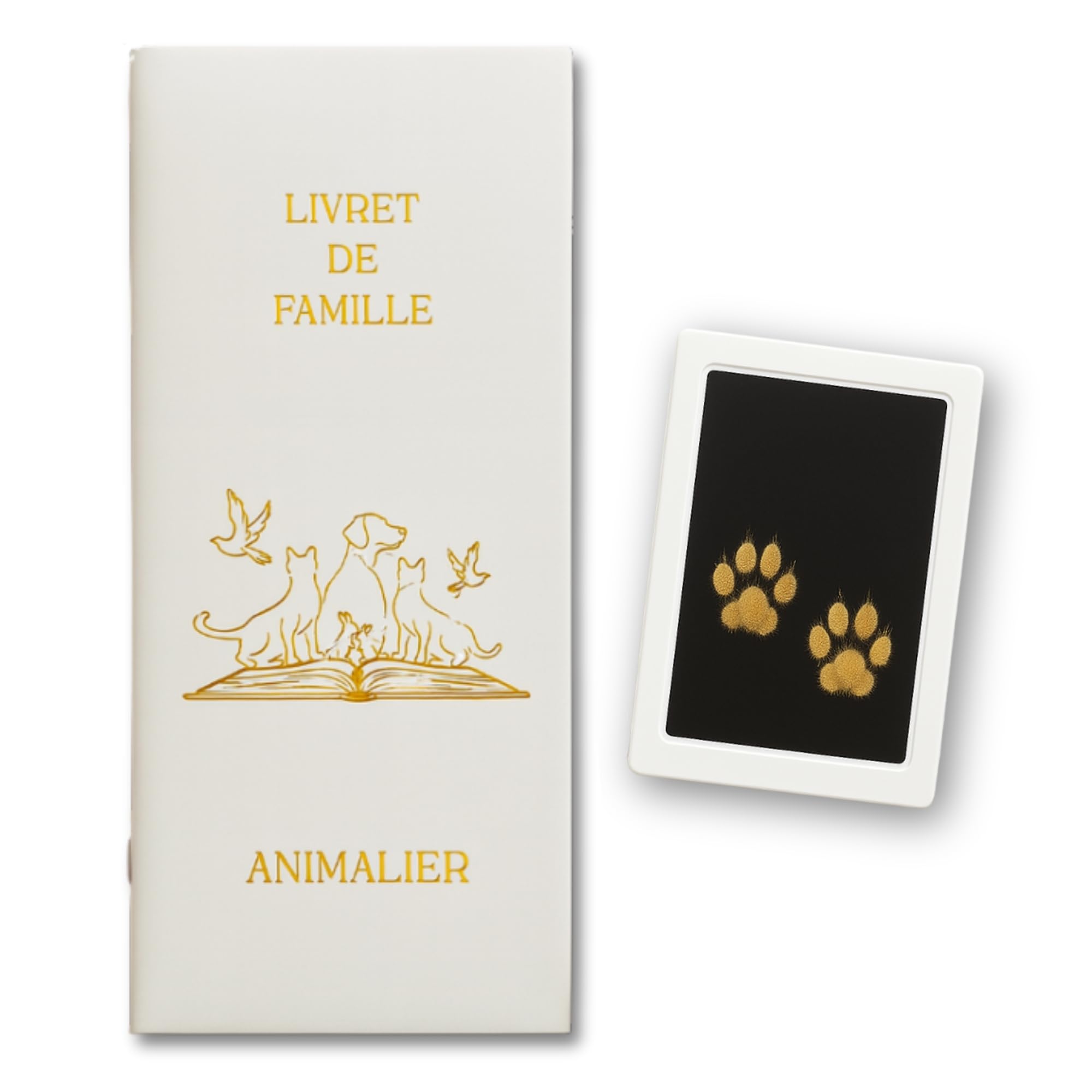 Livret de Famille Animalier, Fabriqué en France, Kit Empreintes Inclus Sans Danger, Souvenir Unique et Intemporel pour Animaux, Compatible Toutes Espèces. (Classique (4 animaux) + 1 kit empreintes) - 2