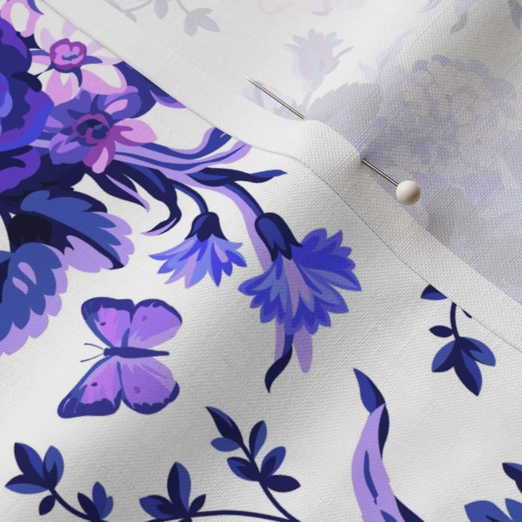 Spoonflower Fabric - Blue White Purple Lilac Floral Flowers Roses Dark Wedding Printed on Petal Signature Cotton Fabric by The Yard - Sewing Quilting Apparel Crafts Decor