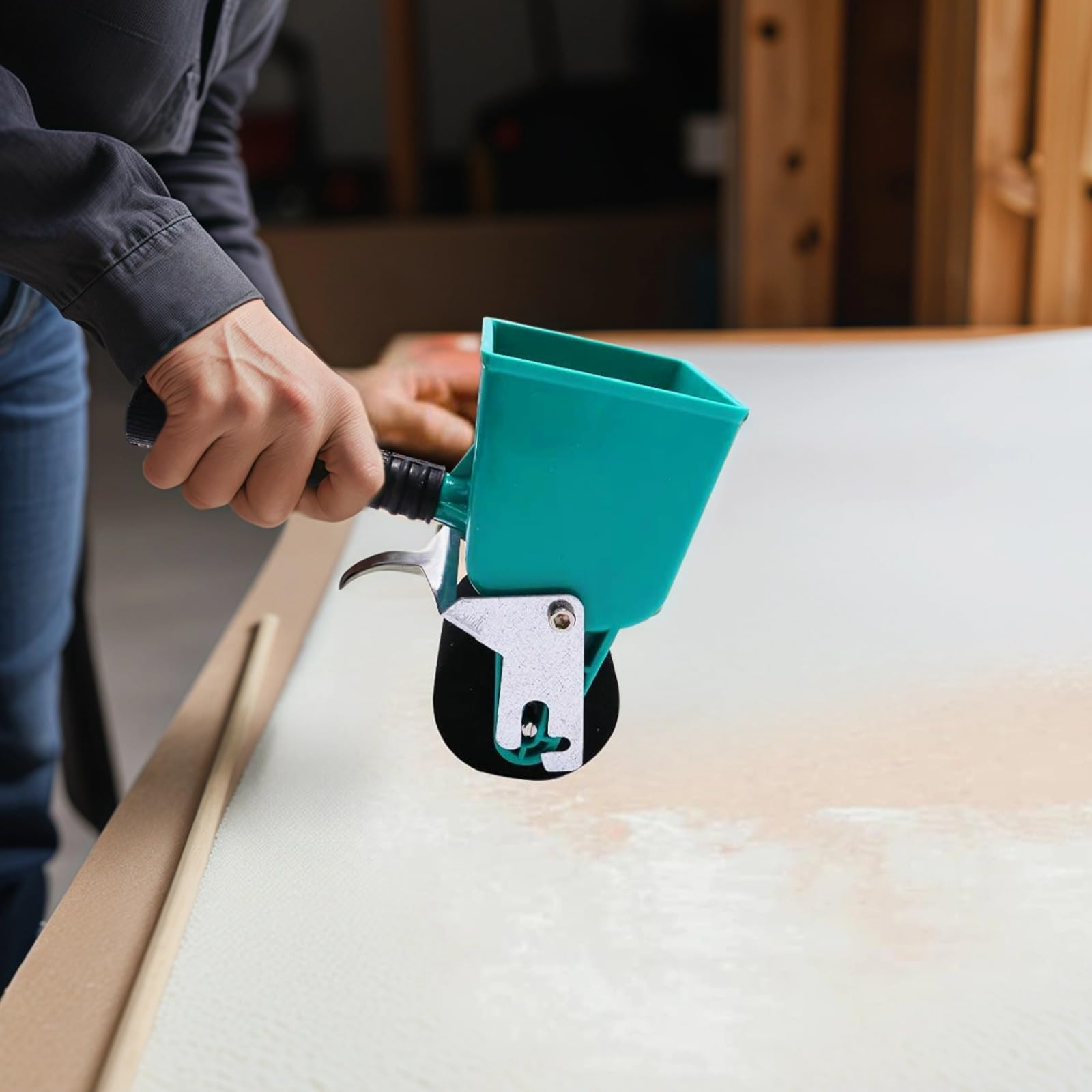 Aplicador de rodillo de pegamento para madera, herramienta de distribución de pegamento ajustable con contenedor de 10,8 oz, rodillo de pegamento para carpintería, PVC, cuero y cartón, herramienta