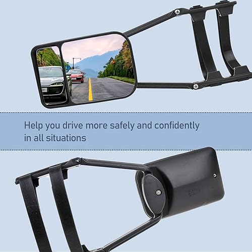 Miniatura 6 de 2 espejos retrovisores de tracción para automóvil, rotación de 360 grados, doble visión ajustable, espejos de remolque universales, para automóvil y