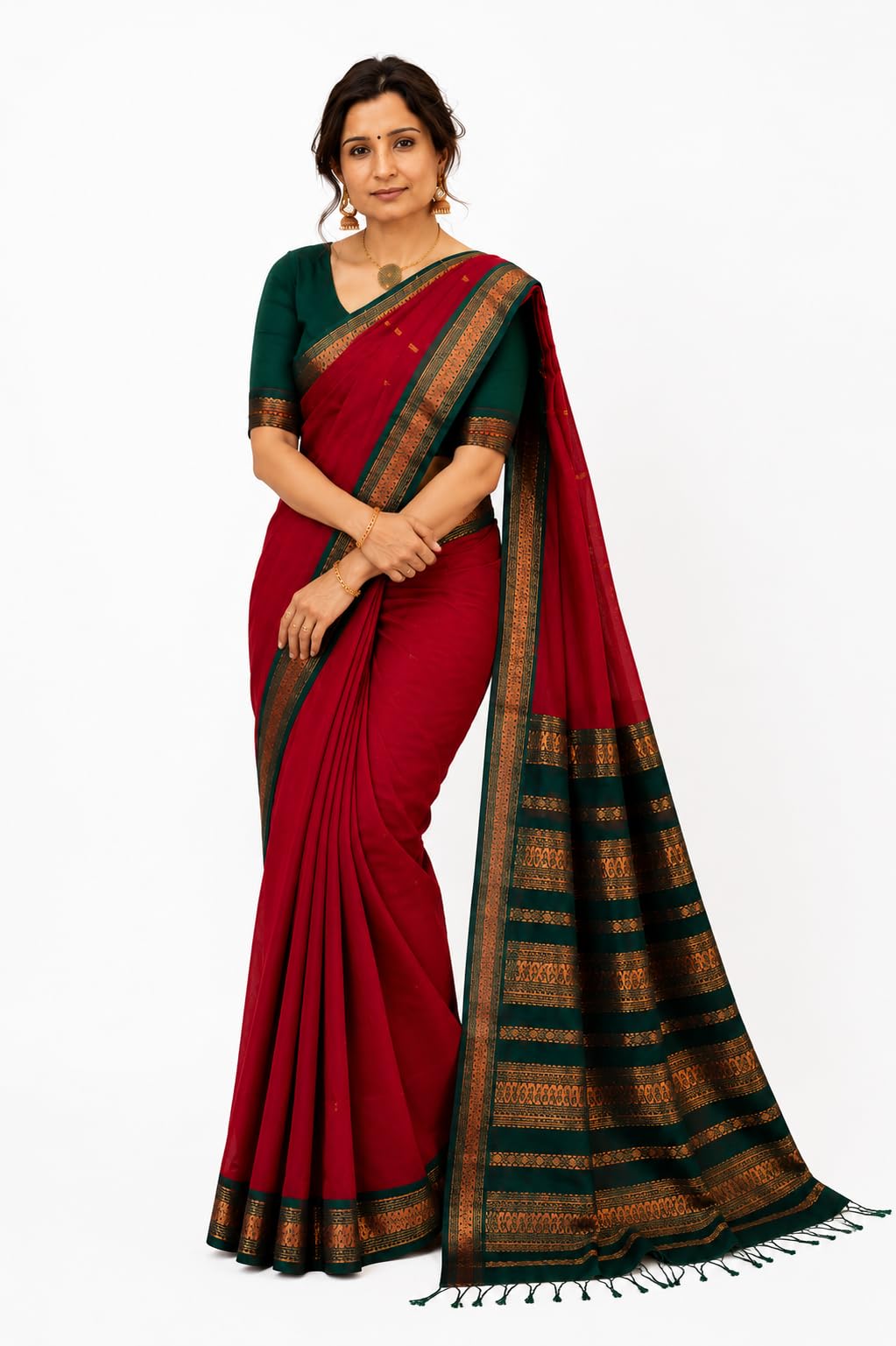 Women’s Chanderi Cotton Saree with Designer Border & Rich Pallu | Soft Lightweight Traditional Ethnic Wear Saree for Party, Festival, Wedding & Daily Wear-image-46