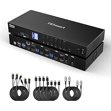 TESmart USB 3.0 HDMI+DP+USB C KVM Switch 3 Monitors 4 Computers 4K@60Hz