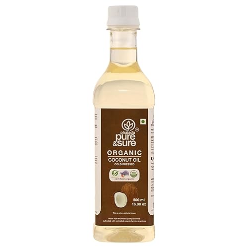 Pure & Sure Aceite de coco orgánico para cocinar  Cocina saludable, bajo en colesterol, apto para veganos, sin conservantes, aceite de cocina sin