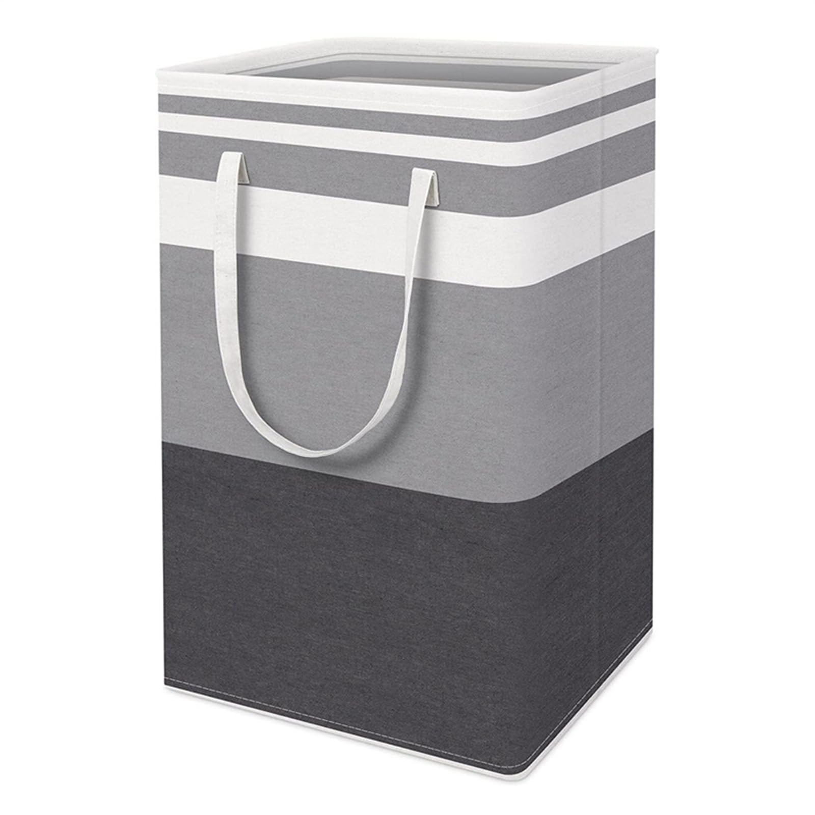 Cesta de lavandería de lona de 75 litros, cesta extraíble con mango largo, diseño de rayas para almacenamiento de ropa, color gris, ideal para uso doméstico y dormitorio y elegante (1 unidad)