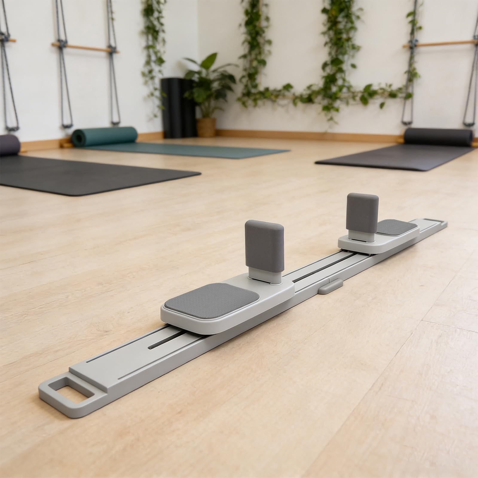 Deska do pilatesu do domu, składana, wielofunkcyjna deska do fitnessu, trener mięśni brzucha, slide board, split, do pilatesu, reformera, domu, na siłownię, urządzenie treningowe, szara