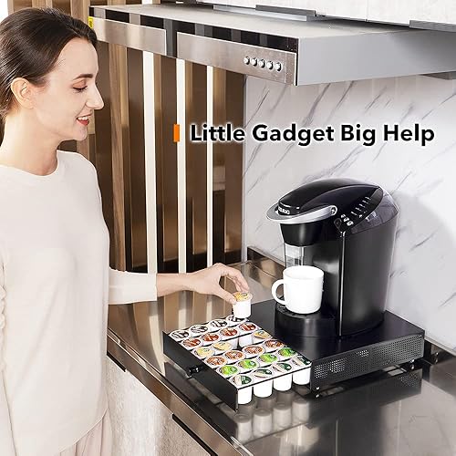 Miniatura 6 de SICHEER Organizador de tazas K para organizar cajones de almacenamiento con soporte para tazas K bandeja deslizante extraíble para cápsulas de café