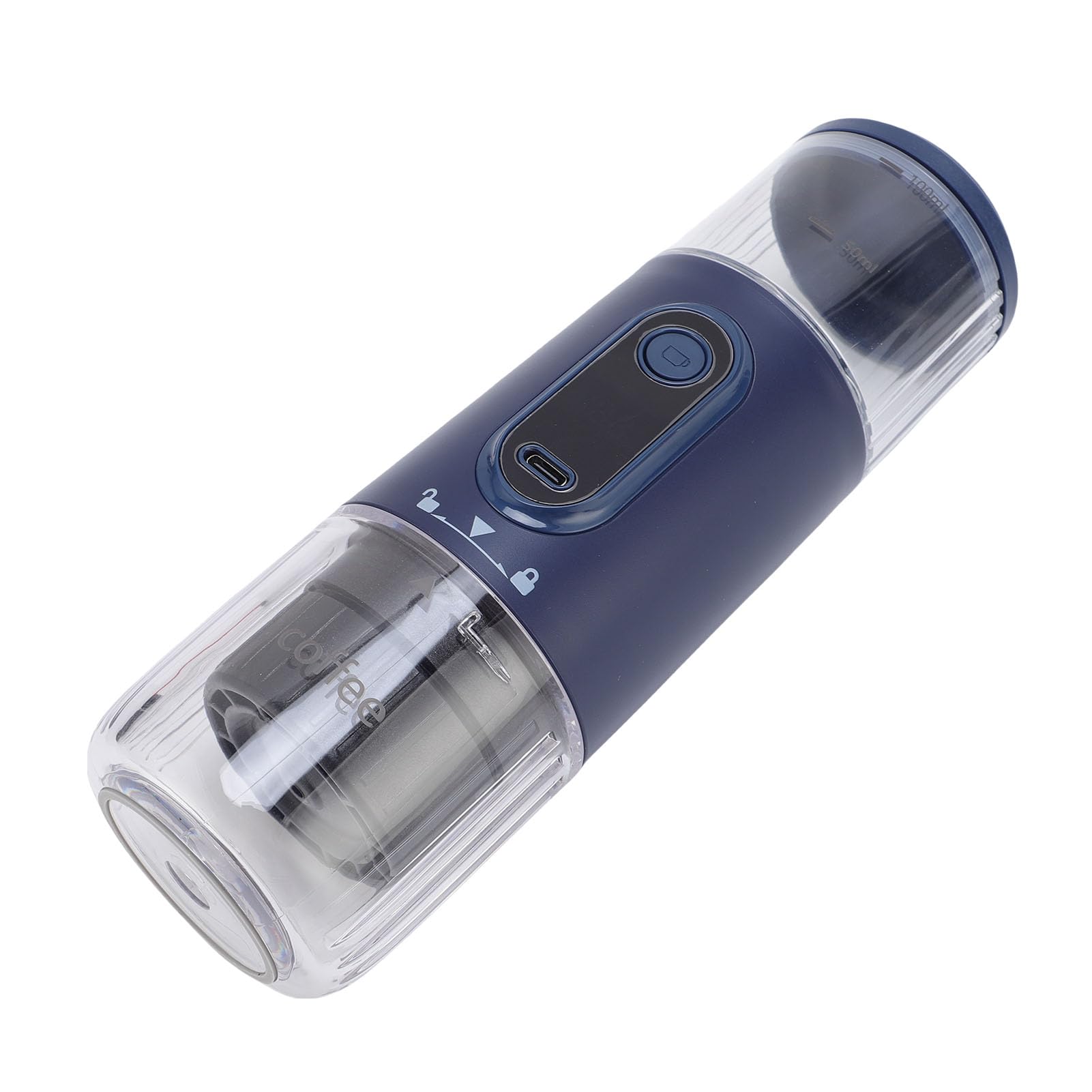 Cocoarm Macchina da caffè Portatile, Caffettiera da Viaggio in ABS con Batteria Ricaricabile da 2500 MAh, Compatibile con Capsule e caffè Macinato, Serbatoio da 100 Ml per Campeggio, Auto, (blu navy)