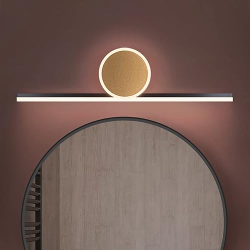 Tubicen LED Dimmable Vanity Lights, 15W Bathroom Light Fixture Over Mirror, 23.6in Linear Bathroom Wall Sconce Light, Metal Black and Brass Vanity Lighting