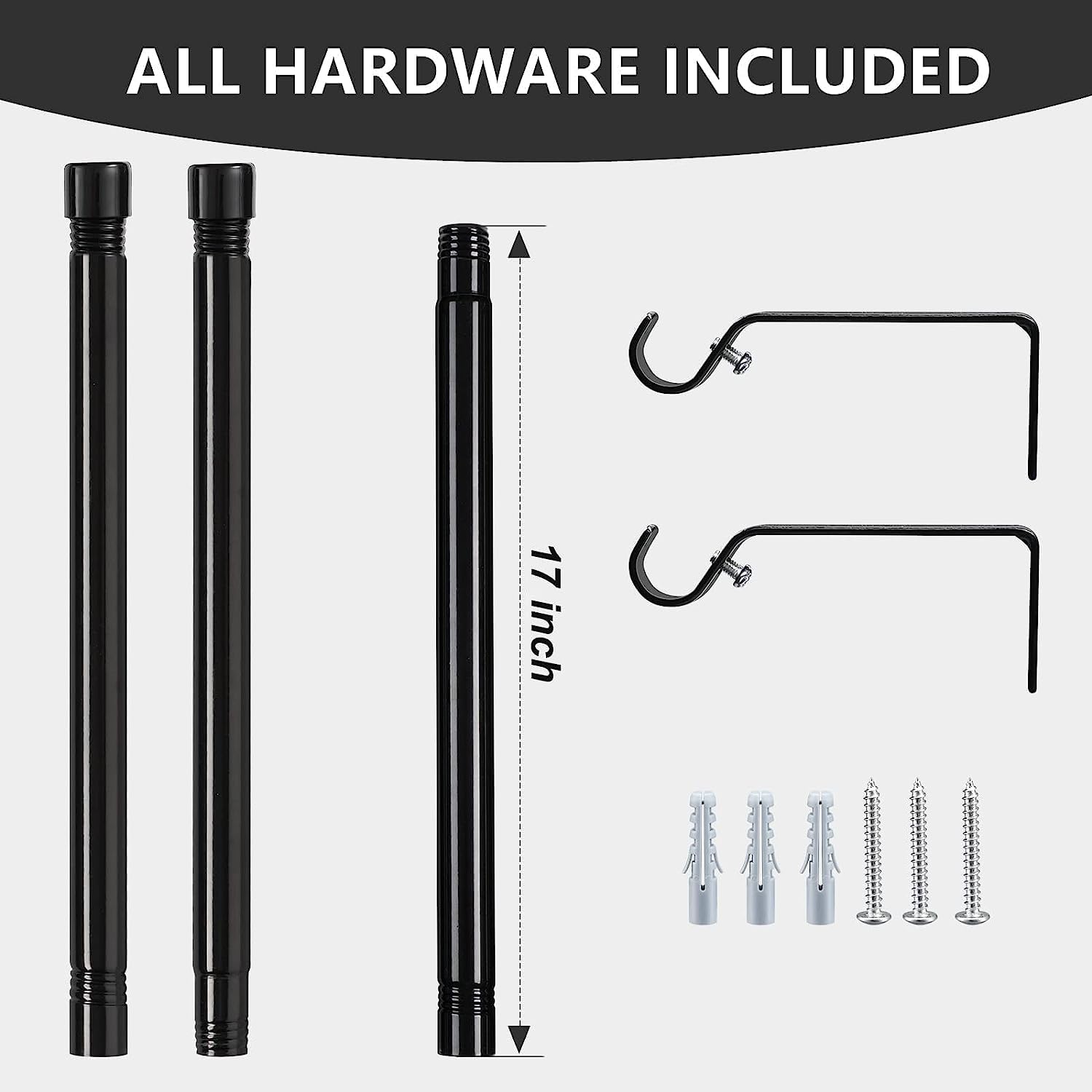 Bastone Per Tenda Singolo Regolabile 76-157 Cm - Acciaio Bianco Opaco - Diametro 1,6 Cm - Kit Con Staffe E Viti Per Finestre