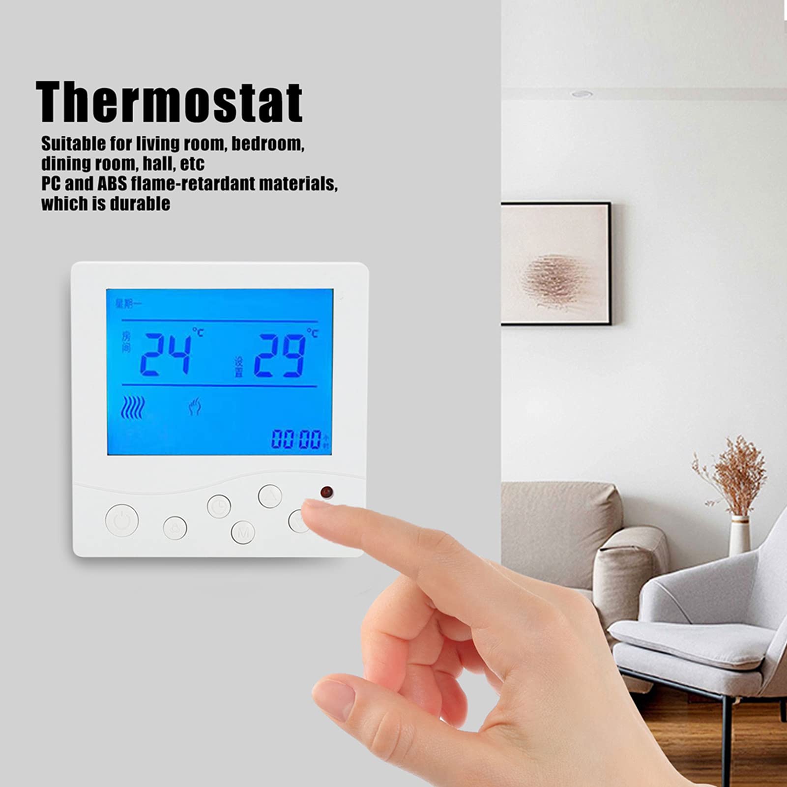 Cyfrowy Termostat Naścienny Regulator Temperatury Ac220V Wyświetlacz Lcd Ogrzewanie Wodne Panel Sterowania Temperaturą Ogrzewania Podłogowego 5-4,Termostat