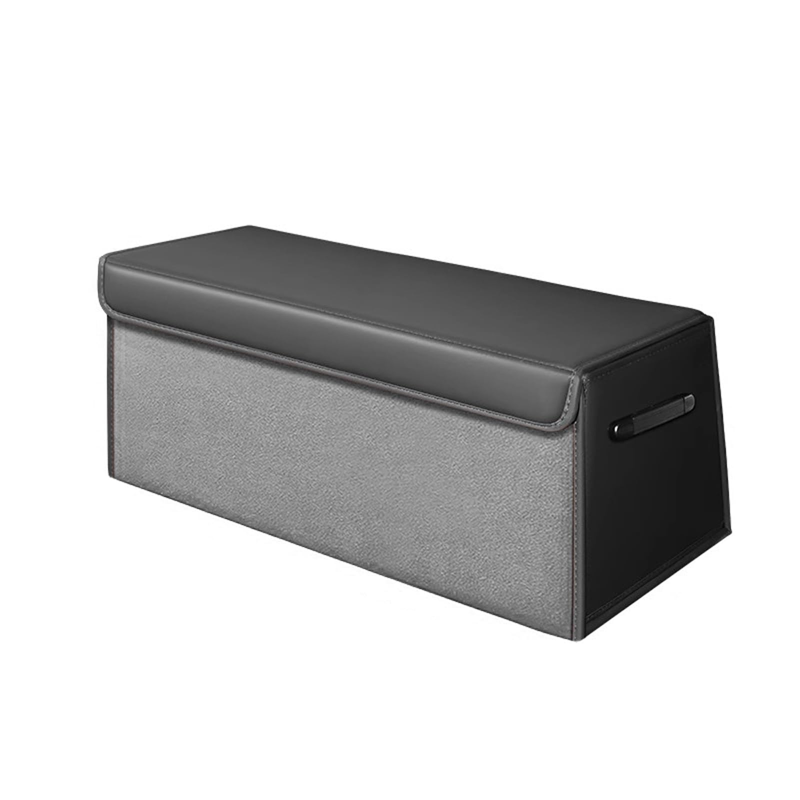 Dfrywdgsey Grey Foldable Leather Car Trunk Organizer With Lid And Sturdy Handle(Grey)