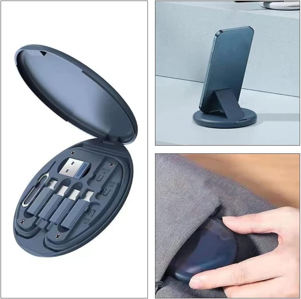 Miniatura 5 de Cabezal de conversión de cable de datos multifuncional, caja de almacenamiento portátil, convertidor de línea de carga multitipo, herramienta de