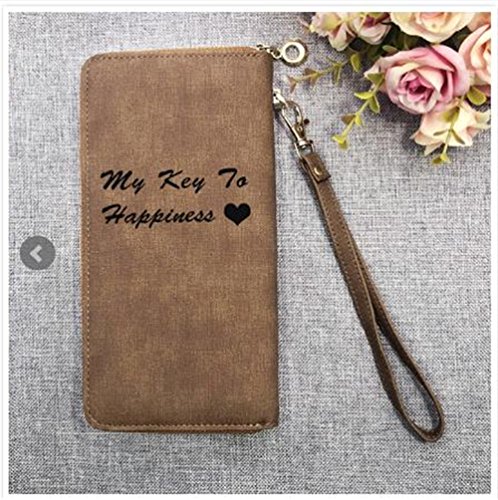 Personalized Photo Wallet Women Leather Wallet Clutch Wallet with Wristlet handba package best gift for women Christmas gifts(Light Brown Single Side)3