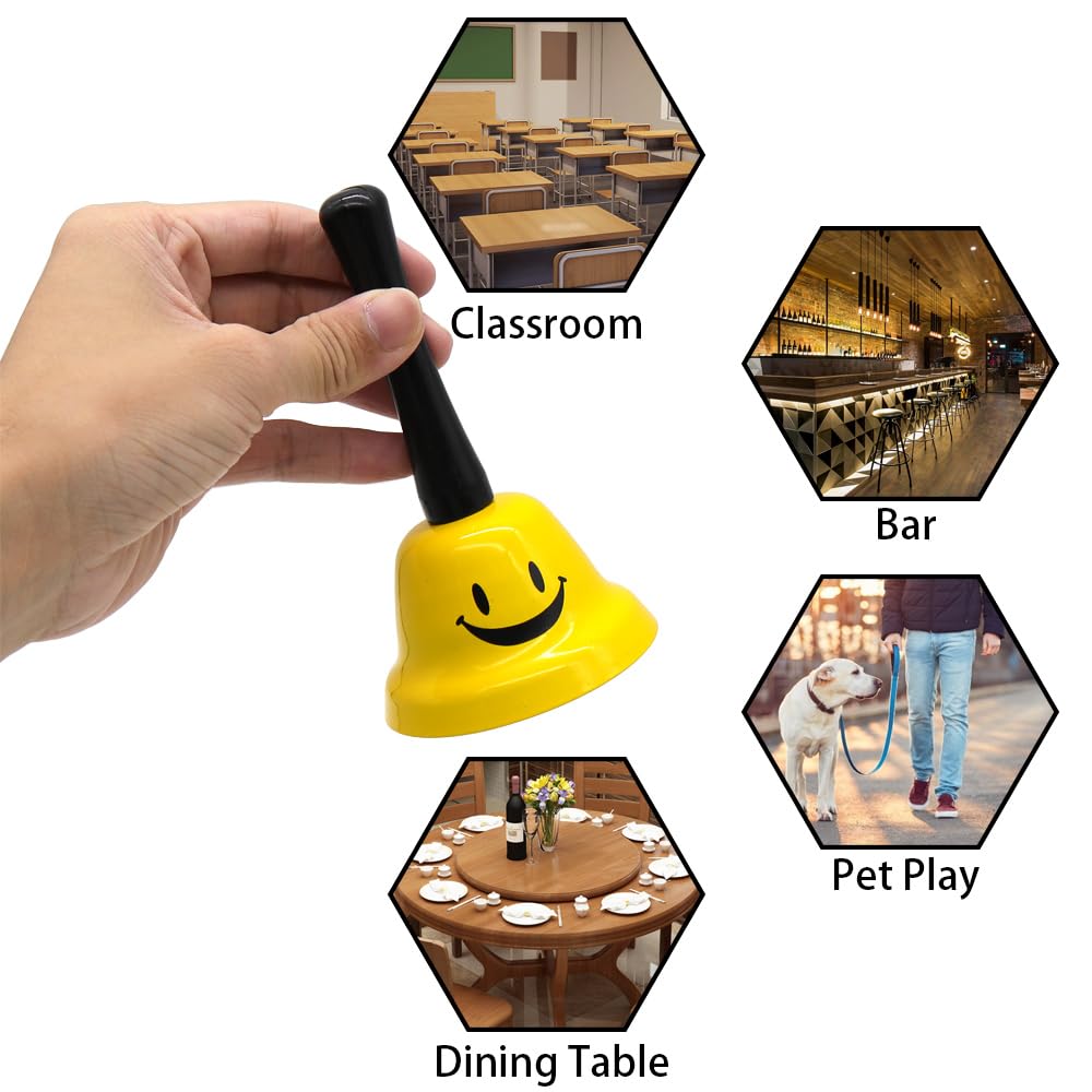 2 Piezas Timbre de Recepción de Metal Timbre de Mesa para Restaurante Campana de Llamadas de Servicio Usado para Restaurante,Hotel,Cocina,Escuela,Recepción(Amarillo)