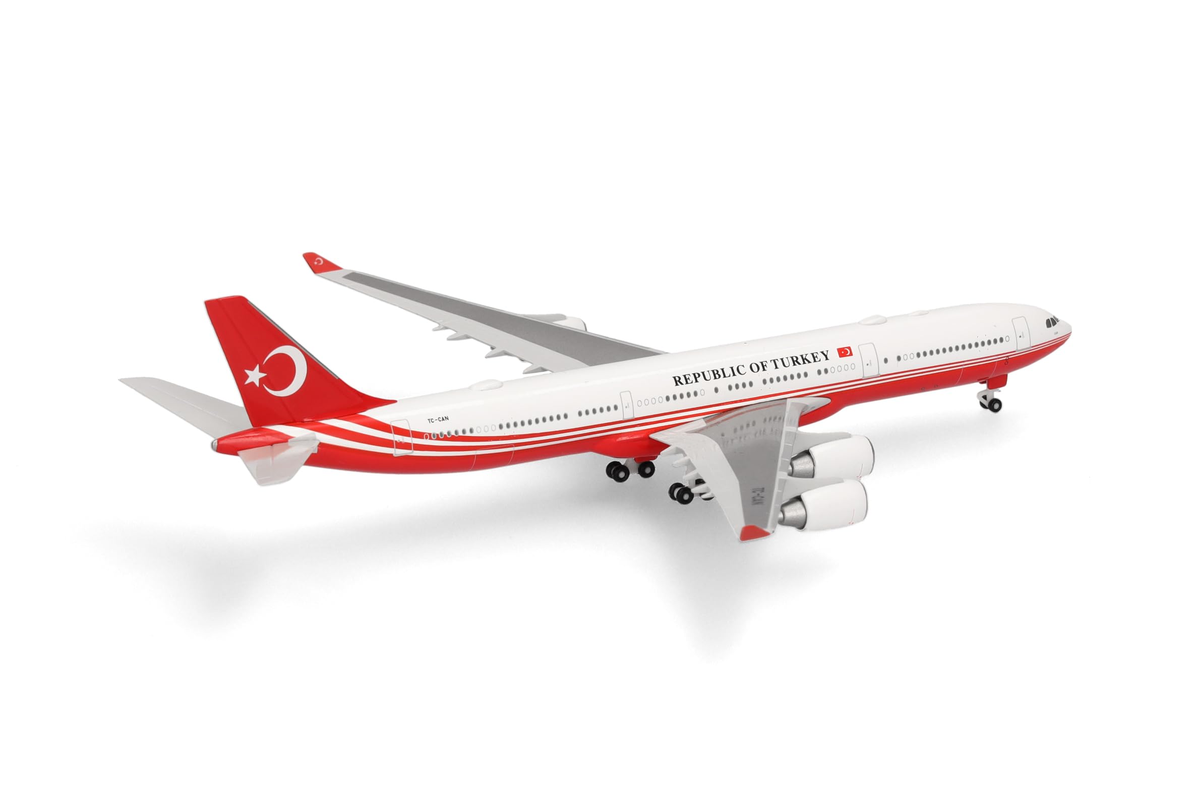 Herpa model samolotu Turkey Government Airbus A340-500, miniatura w skali 1:500, model kolekcjonerski, bez podstawki, metal