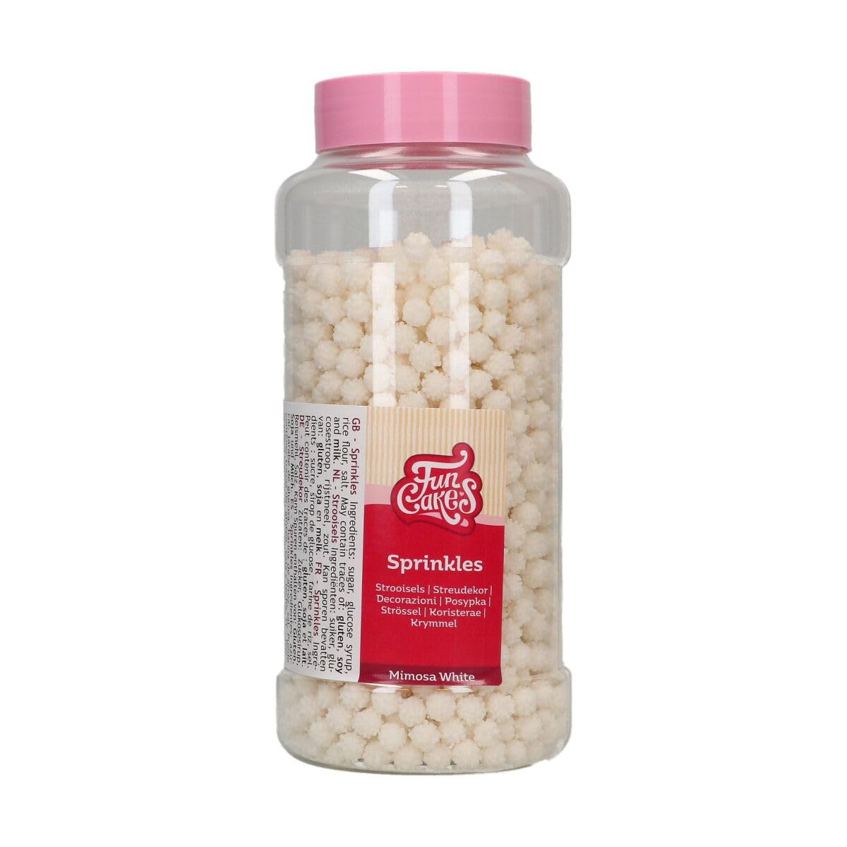 FunCakes Mimosa White: Sugar Sprinkles for Decorating Cakes, Cupcakes and More - Edible Decoration for Wedding, Birthday, Baby Shower and Gender Reveal - 500 g