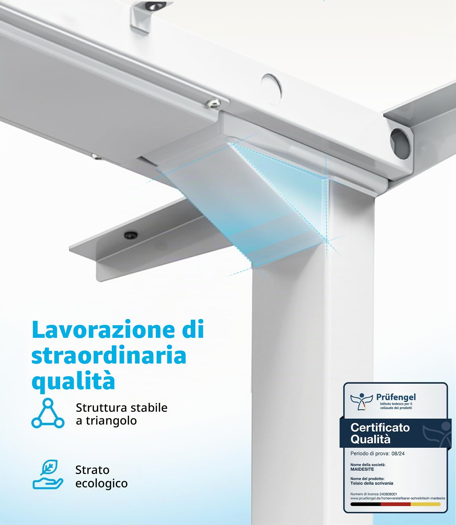 MAIDeSITe Scrivania Regolabile in Altezza con 2 Potenti Motori, 3 Livelli Telaio della Scrivania Elettrica Regolabile in Altezza e 4 Memorie e Funzione di Protezione Anti-collisione -T2 Pro Plus