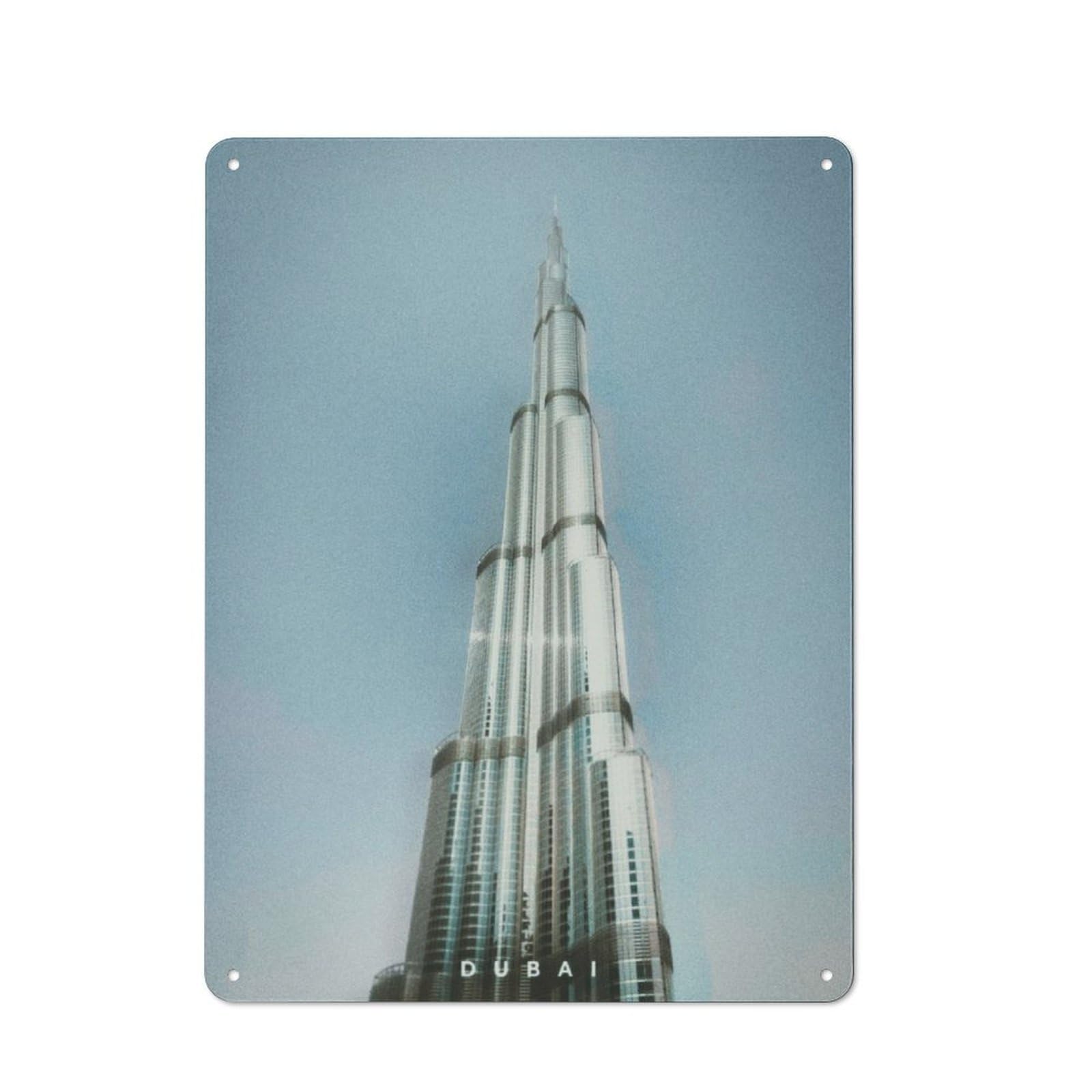 Junmoney Dubai Rustic Tin Wall Plaque 40X30cm For Guest Room Or Hallway, For Garage, Workshop And Man Cave Decoration