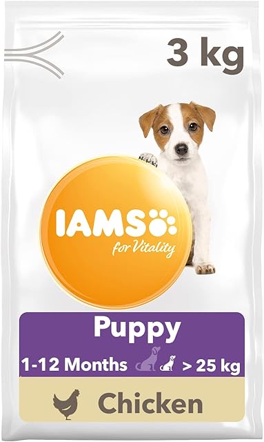 IAMS for Vitality Junior dry dog food - puppy food for puppies aged 1-12 months, for small & medium breeds, 3kg