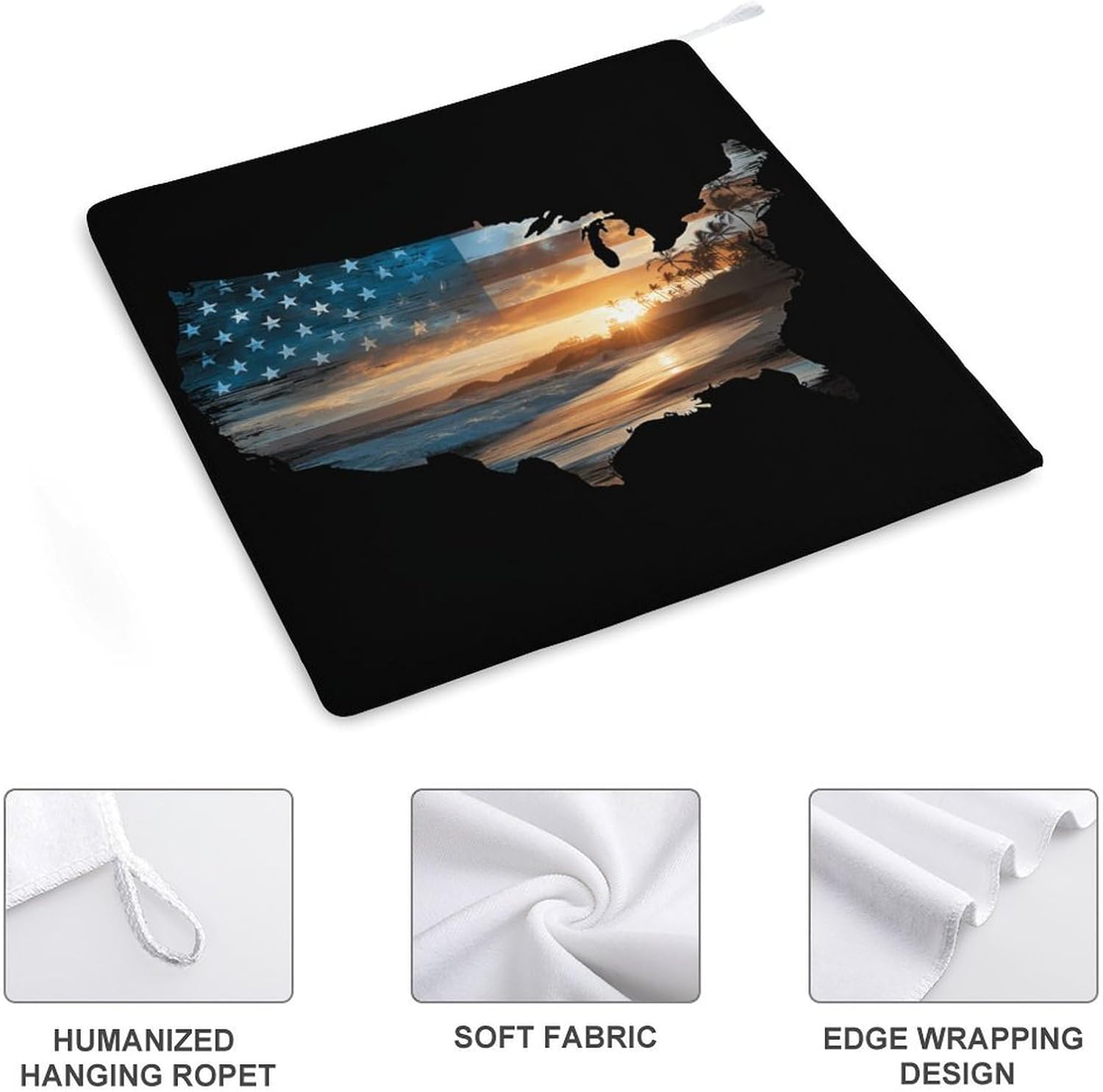 Hawaii Sunset U.S. Flag Hand Towels for Bathroom Handkerchief | Absorbent,with Hanging Loop,Kitchen Towels,for Home Hotel,Soft