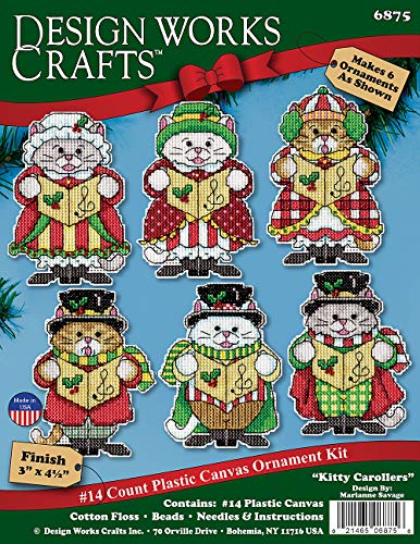 Image of Kitty Carollers Counted Cross Stitch Ornament Kit - Set of 6
