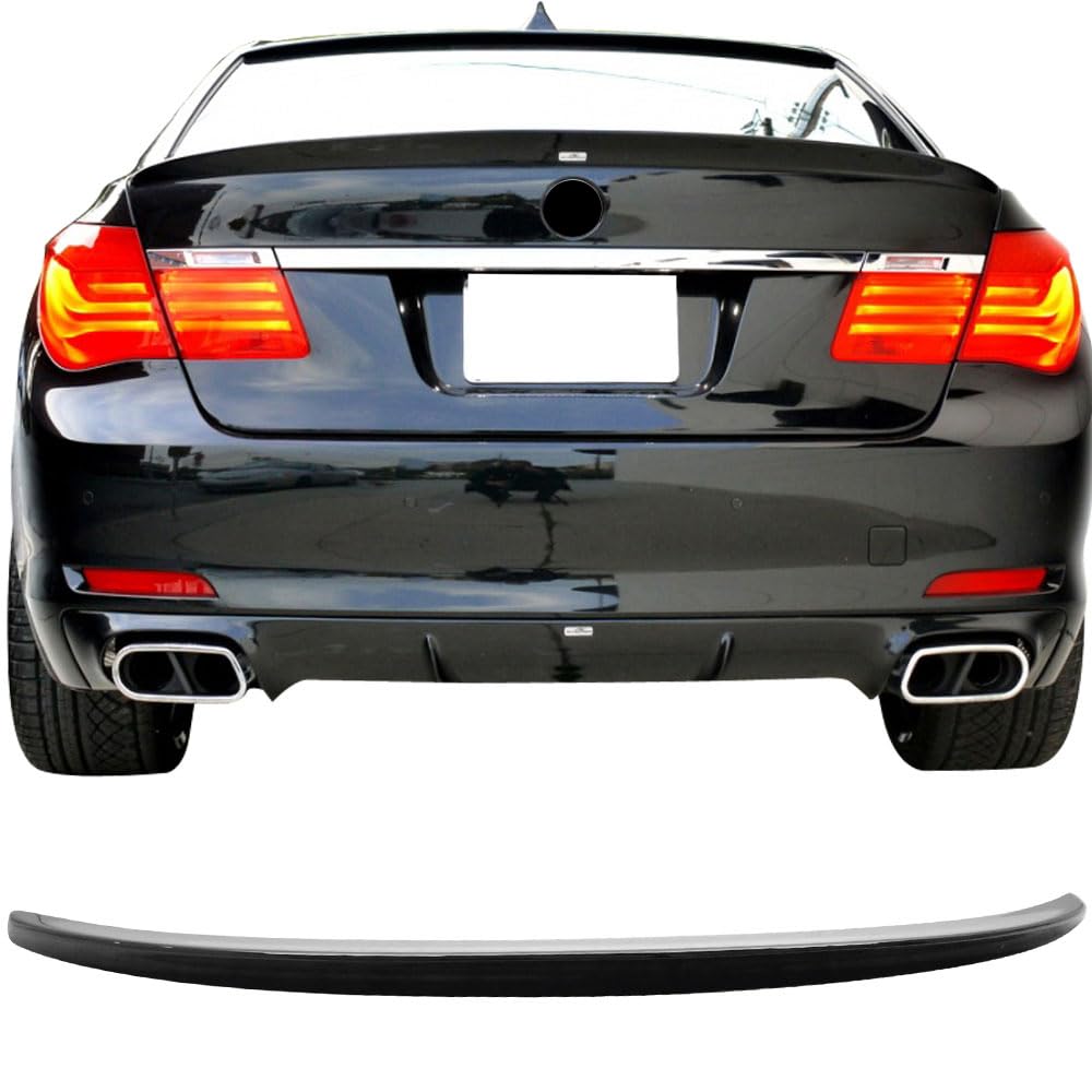 Pre-Painted Trunk Spoiler Compatible with 2009-2015 BMW 7 Series, AC Style ABS Painted Black Sapphire Metallic #475 Rear Tail Lip Deck Boot Available by IKON MOTORSPORTS, 2010 2011 2012