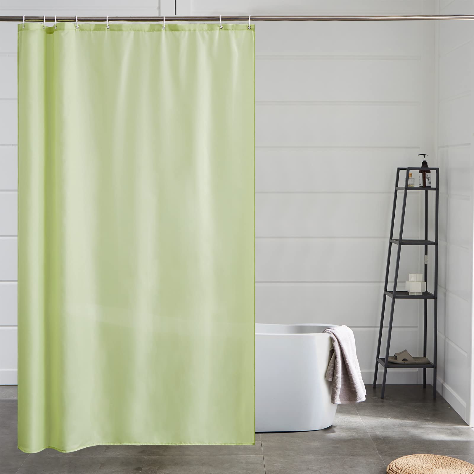 Furlinic Shower Curtain Mould Proof Resistant Wetroom Bathroom Polyester Fabric White 7ft Shower Curtains Liner Waterproof Rustproof Washable Weighted with 12 Hooks Extra Long 180x210cm 72x84. — view 175