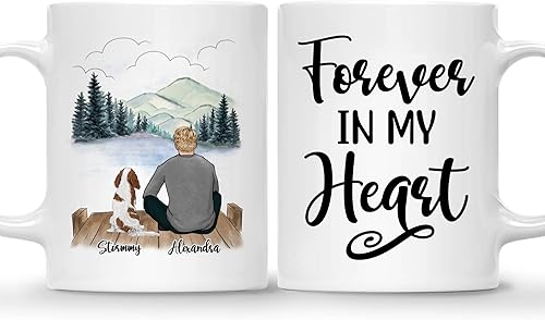 Gossby Taza personalizada para papá con perro, Forever in My Heart, regalo personalizado para hombres amantes de los perros con diseño, nombres, disponible en Yaxa Colombia