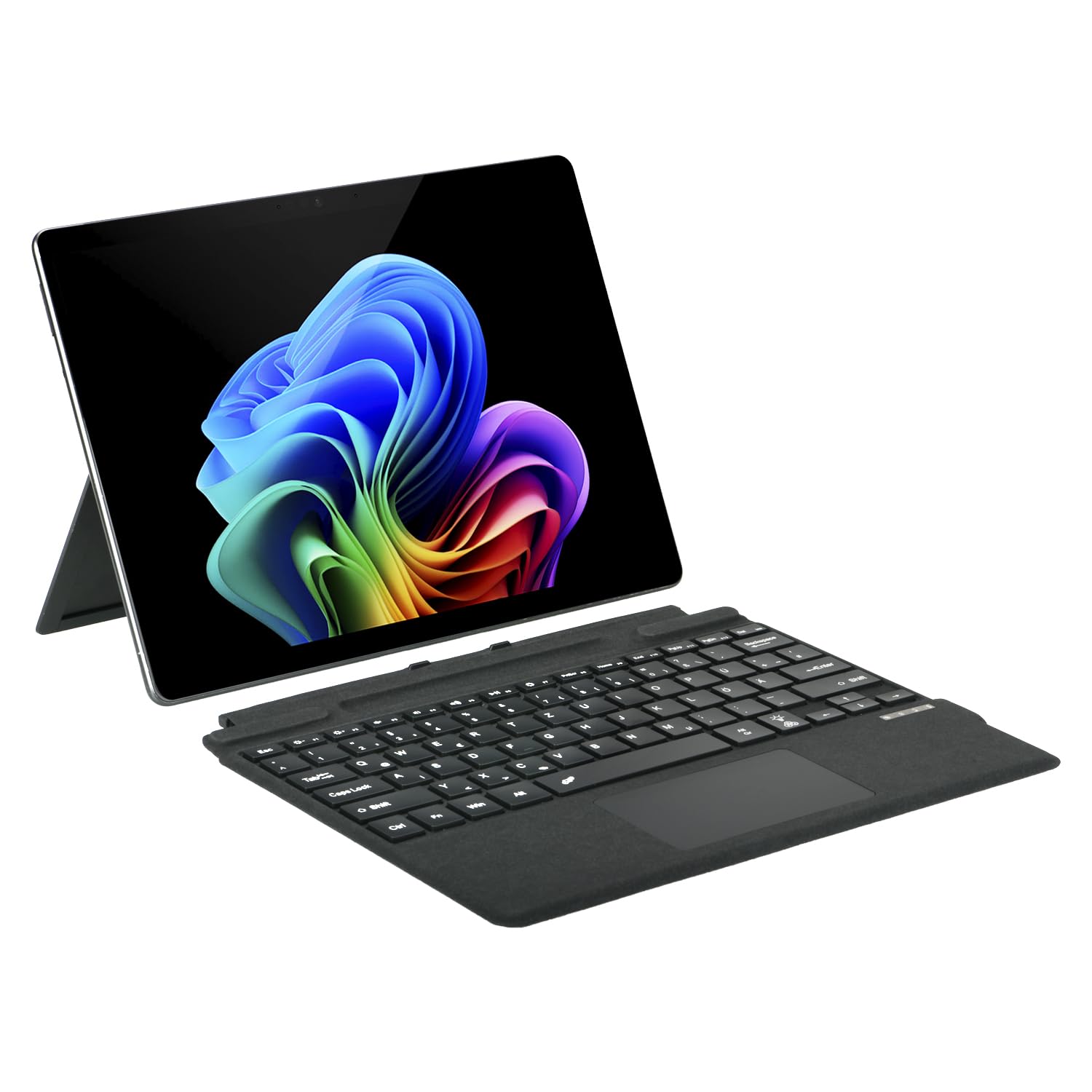 Deutsche QWERTZ Layout Tastatur für Microsoft Surface Pro 11/10 / 9/8 / X, 13 Zoll - Ultraflaches, beleuchtetes Bluetooth Type Cover mit Multi-Touchpad, aufladbar (Schwarz)