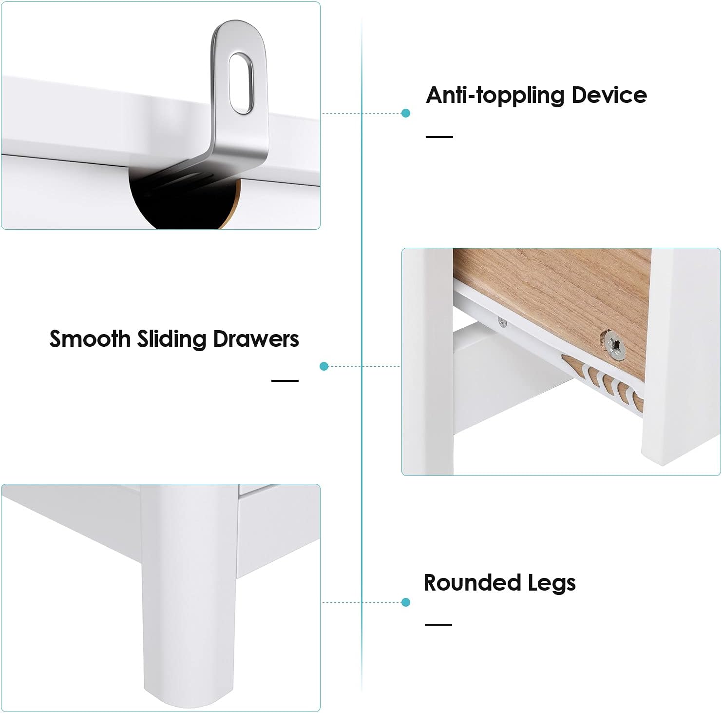 Dresser Chest of Drawers, Bedroom Dresser with 4 Drawers, Modern Wood Storage Tower Unit, Ideal for Nursery, Toddlers Room, Kids Room, White : Baby