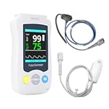 Handheld Pulse Oximeter, Can continuously monitor, Adjustable pulse and SpO2 level alarm, Equipped with overnight continuous monitoring and alarm function, Ideal for home use.