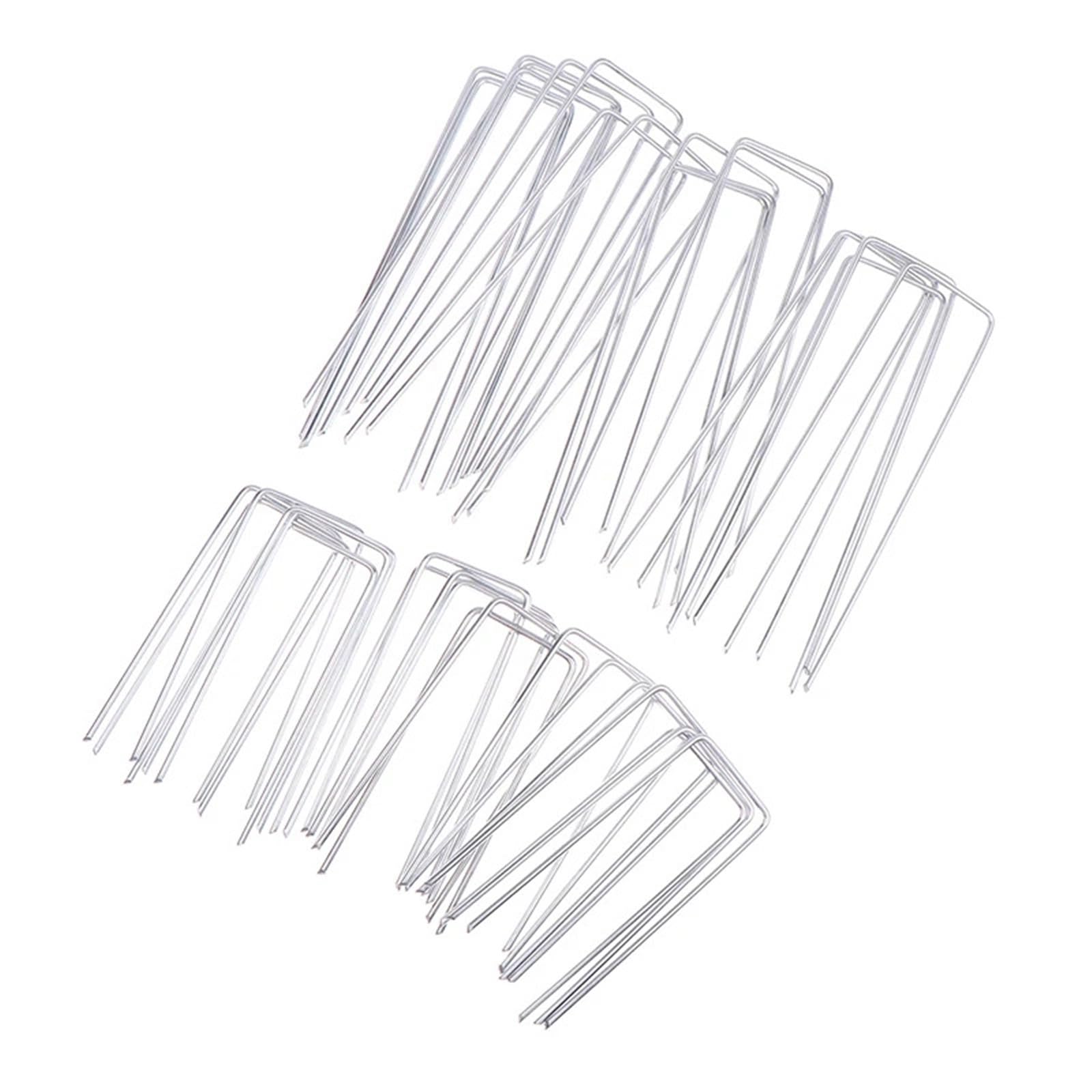 100 Pezzi 10/15 cm graffette da Giardino a Forma di U picchetti Resistenti for Tende Prato Fissaggio for Erbacce per Giardini(15CM)