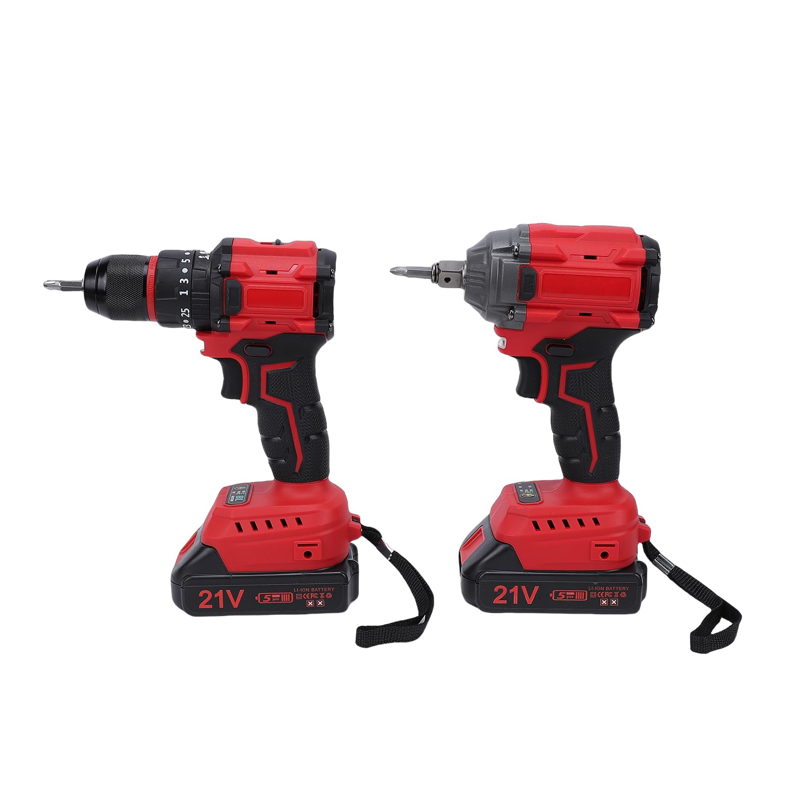 Avvitatore a Percussione e Trapano Senza Spazzole 21V Combo Coppia 350N 2400 Giri/min con 2 Batterie Luce LED per Progetti Professionali Fai da Te in Legno Metallo (Spina UE 230V)