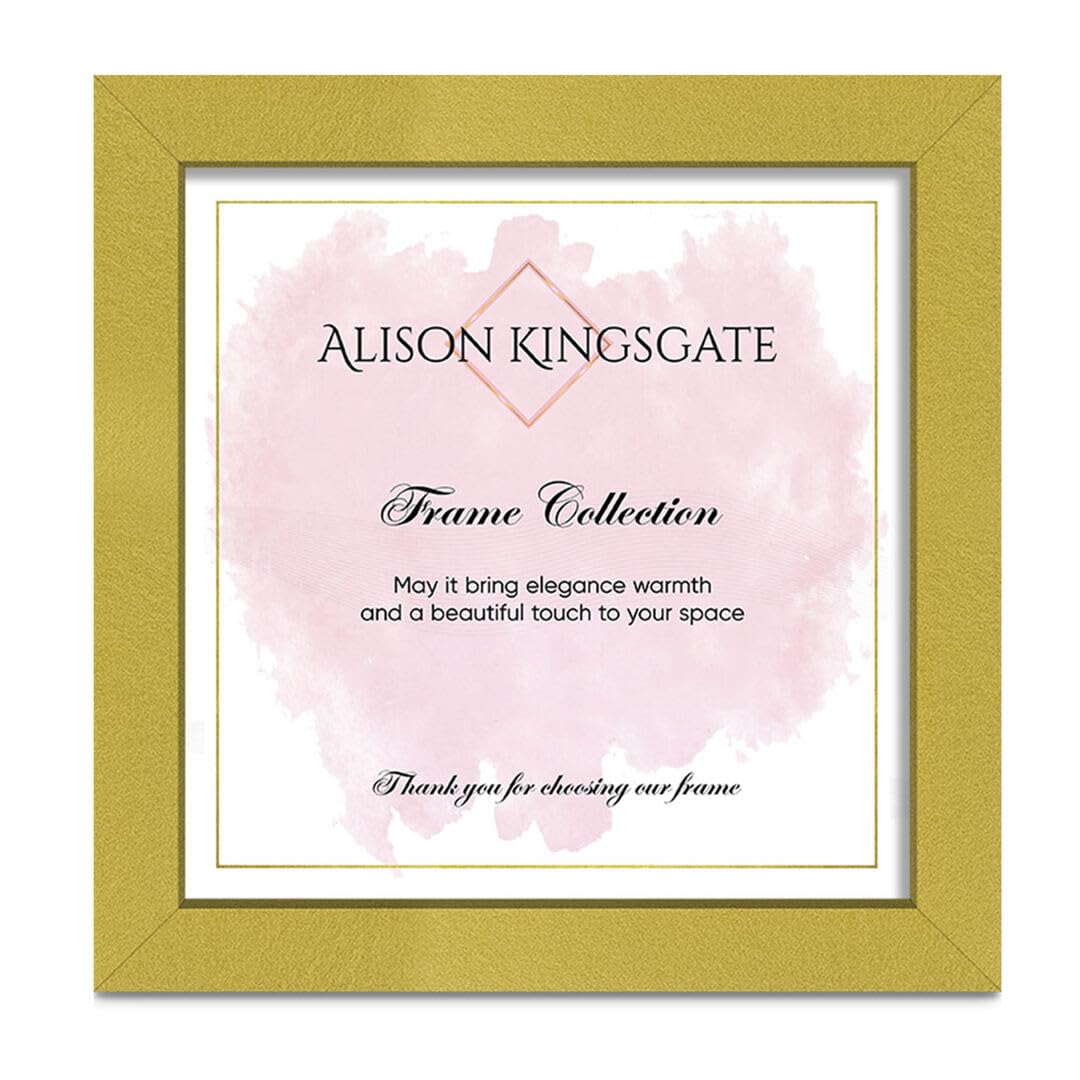 Alison Kingsgate 40X40CM Gold Photo Frame - Engineered Wood Picture Frame with Shatter Perspex Front – Ideal for Certificates & Artwork - Wall Hanging — image 1