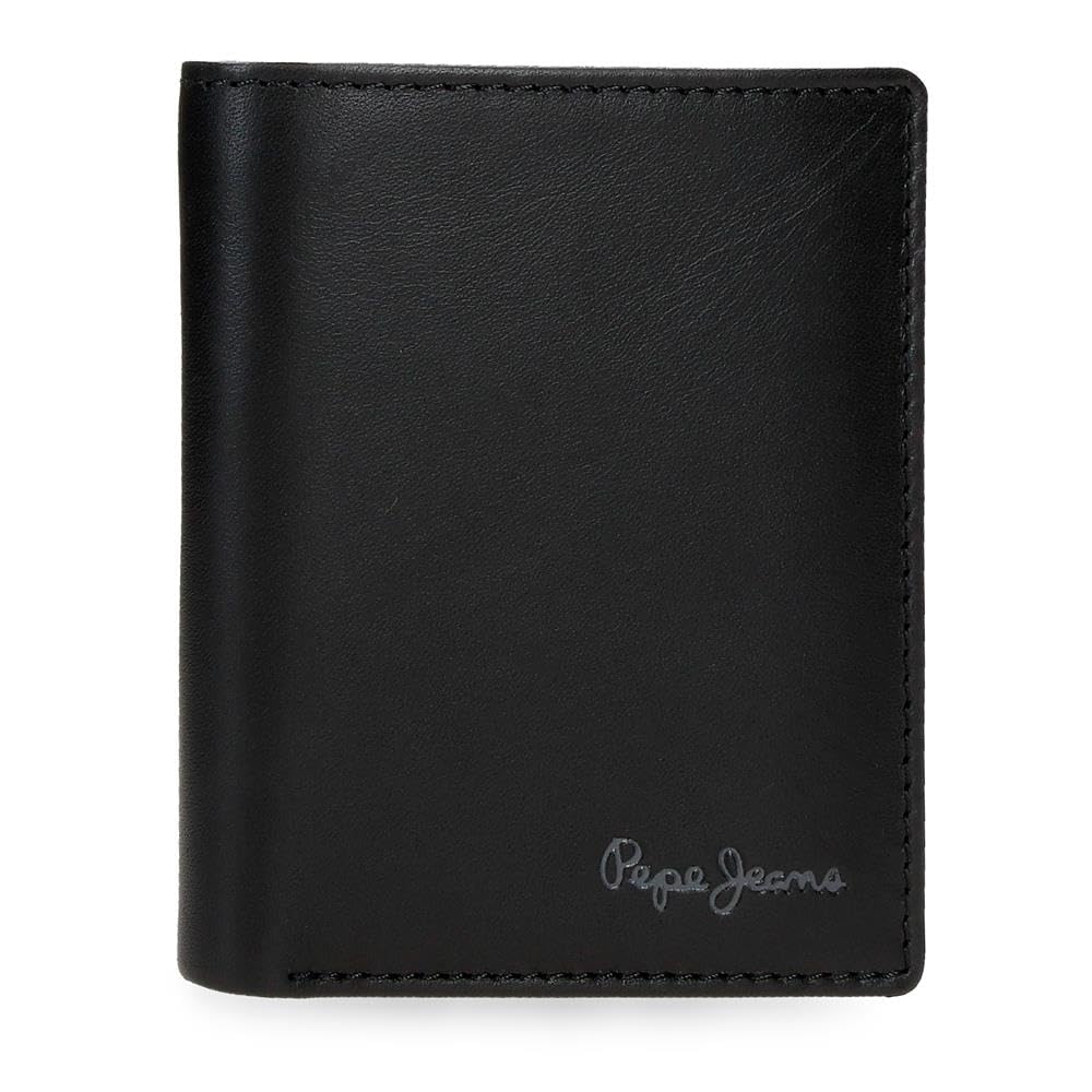 Pepe Jeans Luton Cartera Vertical Negro 8,5x10,5x1 cms Piel by Joumma Bags