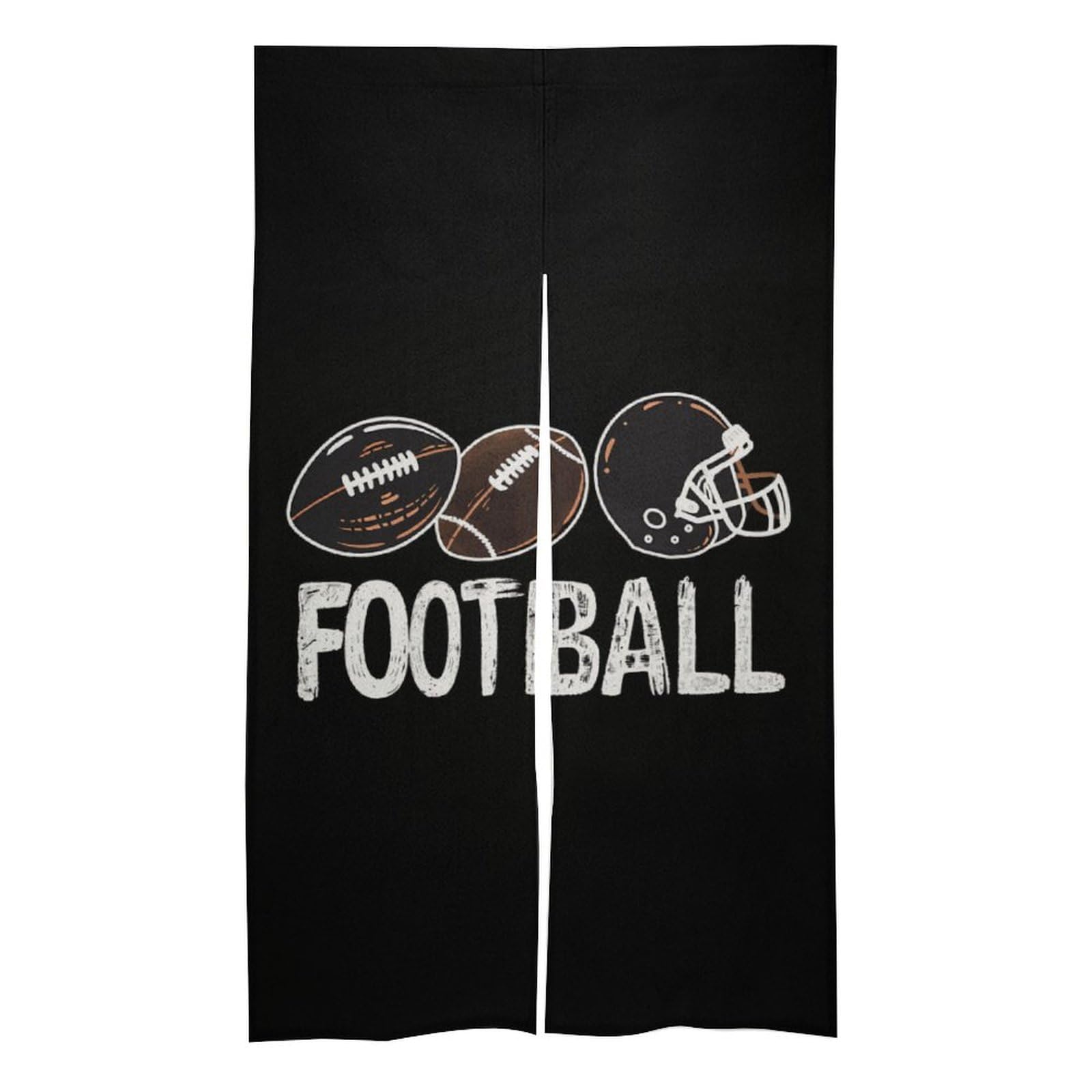 Game Day Football Funny Doorway Curtain 2 Panel Insulated Window Door Cover for Patio Kitchen Bedroom