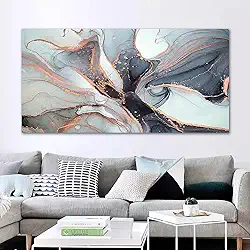 Quadro Decorativo Abstrato Marmorizado Gira, Tela em Canvas na Horizontal ideal para ambiente de Sala de estar, jantar, reuniões, Quarto e Hall de entrada