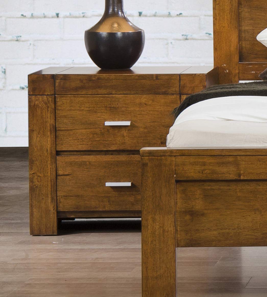 Kelsey Stores California 4FT6 Double 5FT King Size Solid Wood Acacia Rustic Oak Bed Frames Wooden Beds (NightStand Bedside Only)