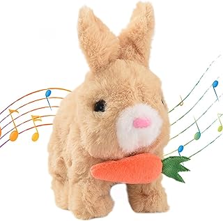 YeahBoom Bouncing Rabbit, Rabbit Electric Toy, Bouncing Rabbit Toy, Plush Rabbit Toy, Easter Bunny Stuffed Toy, Small, Interactive Electronic Pet, Rabbit Cuddly Toy, Small