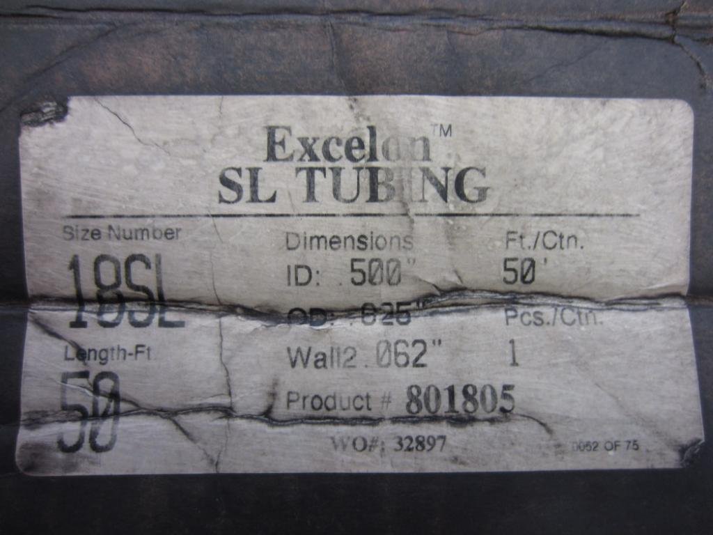 Excelon 801805 SL Tubing ID .5" OD .025" Wall2 .062" Size 18SL