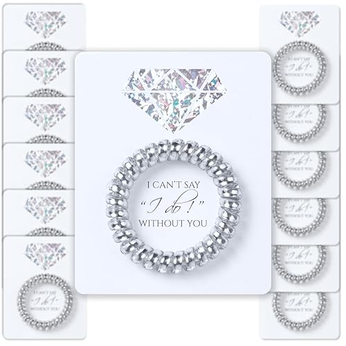 Miniatura 11 de Juego de 6 lazos en espiral para el cabello en una tarjeta de propuesta, cordón para teléfono para despedida de soltera, regalos de despedida