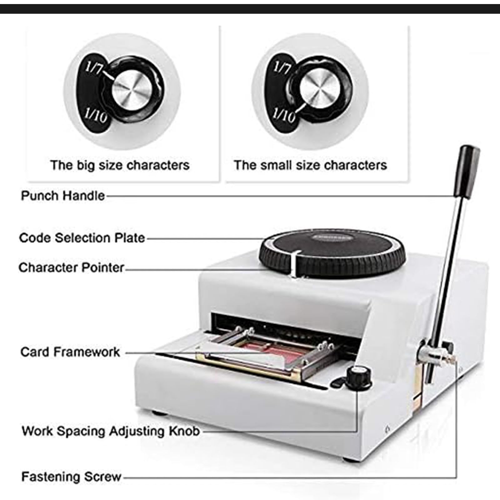 Stampante per Carte in PVC, 72 Caratteri, Macchina per Stampa Manuale, Stampante per Carte Regalo, Stampante per Timbratura Tipografica