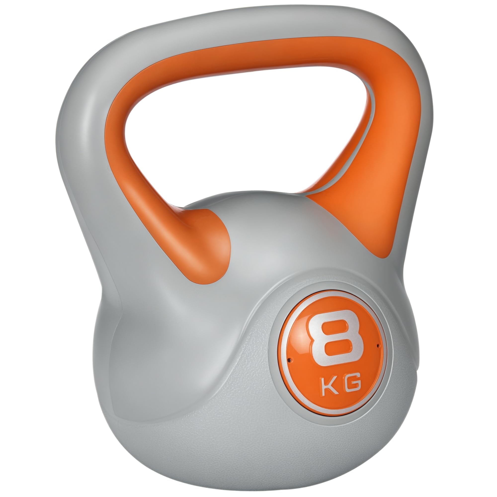 SPORTNOW 8kg Kettle Bell with Handle for Home Gym - Orange and Grey