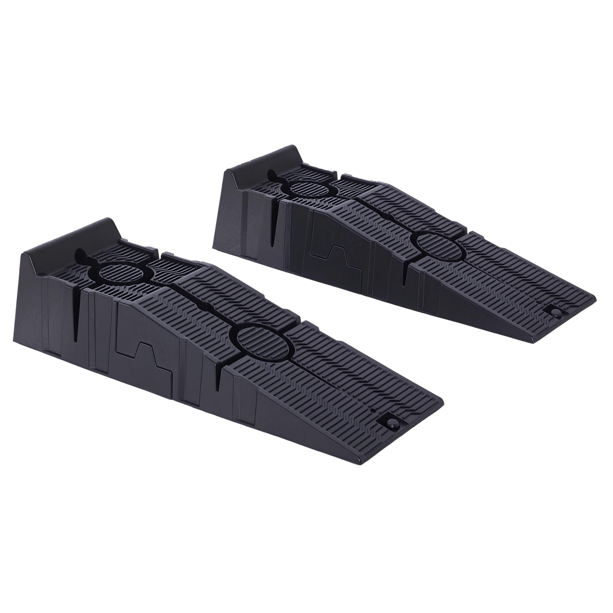 DURHAND 2 Pieces Car Ramps Heavy Duty 2.5 Ton Motorhome Levelling Ramps, Plastic Garage Workshop Car Lift, Portable Automotive Vehicle Campervan Car Ramp, Black