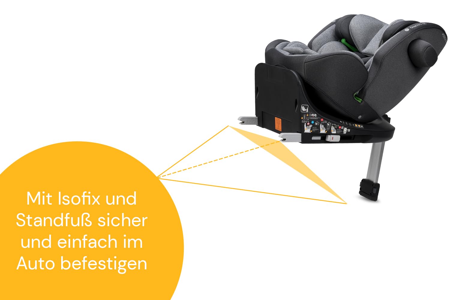 Osann One360 SL Reboarder drehbarer Kindersitz Standfuß 40-150 cm – Grey | Kindersitz 0-12 Jahre, 360 Grad drehbar, mitwachsender Baby Autositz, Kinderautositz mit viel Komfort & besonders sicher