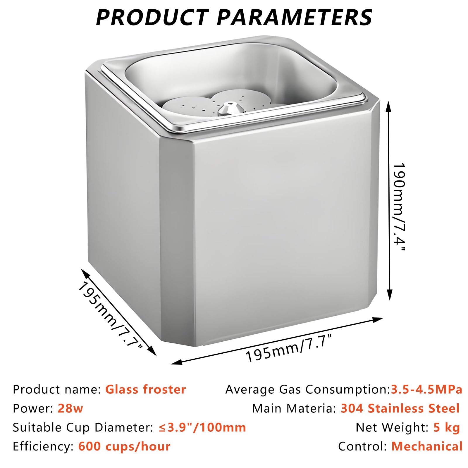 Refrigeratore per Bicchieri Compatto, Raffreddamento Rapido A -25 °C in 6 Secondi, Macchina per Il Raffreddamento Istantaneo di Bicchieri A Co2, per Cocktail, Birra, Cocktail