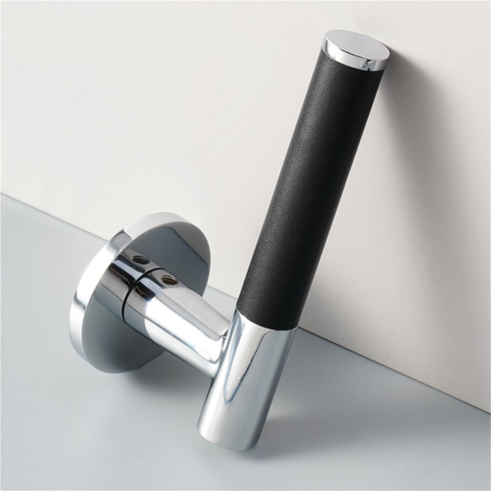 Serratura per porta in pelle e ottone con doppia leva in legno nero, maniglie fittizie, 1 pezzo (Dummy-Black)