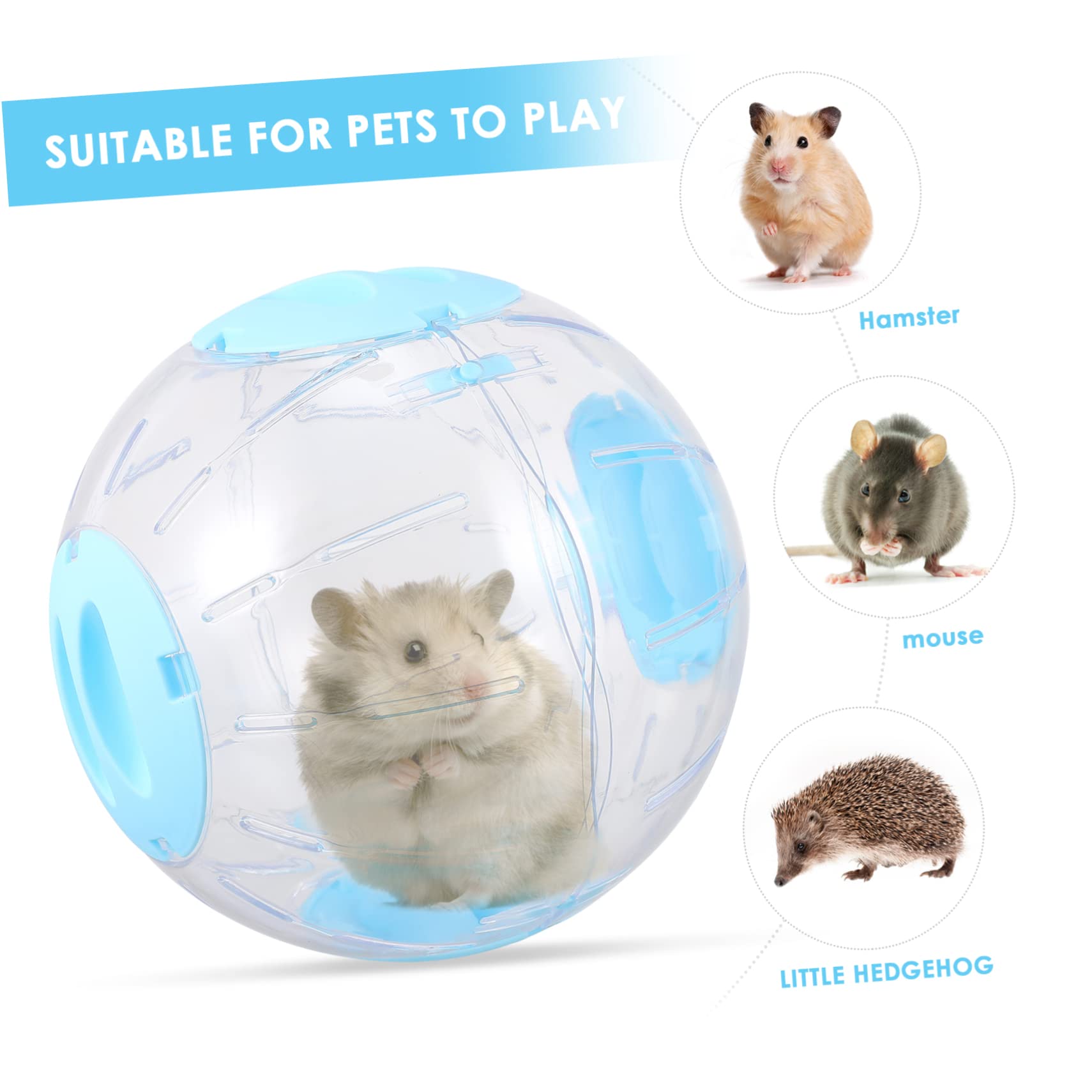 VANZACK Transparenter Hamsterlaufball Laufrad für Haustiere Hamster-trainingsspielzeug Aktivitätsball für Kleintiere Laufspielzeug mit Bissschutz Leicht zu Reinigen