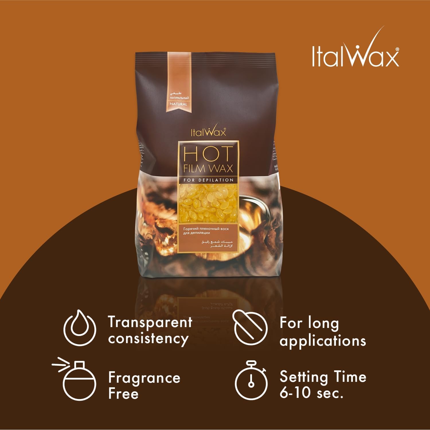 Italwax Natural – 1Kg - Waxing Perlen für Haarentfernung - Natürliche Formulierung für alle Hauttypen - Duftlos - Empfohlen für Bikinizone und Achseln